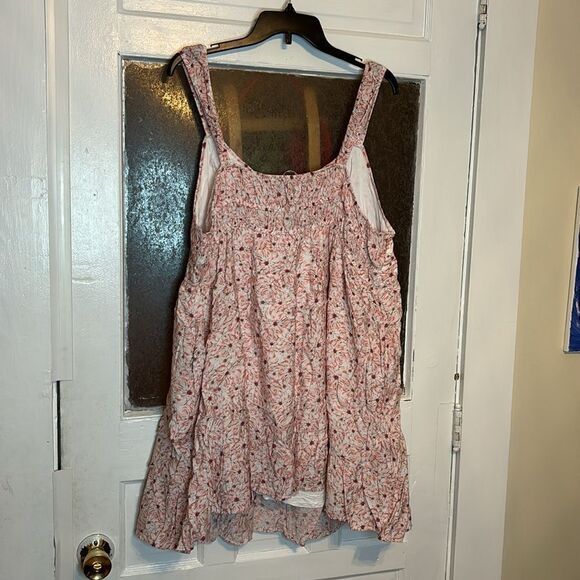 SO Women’s Pink Floral Ruffled Mini Sundress Tunic with Pockets Size 2X - Picture 7 of 7